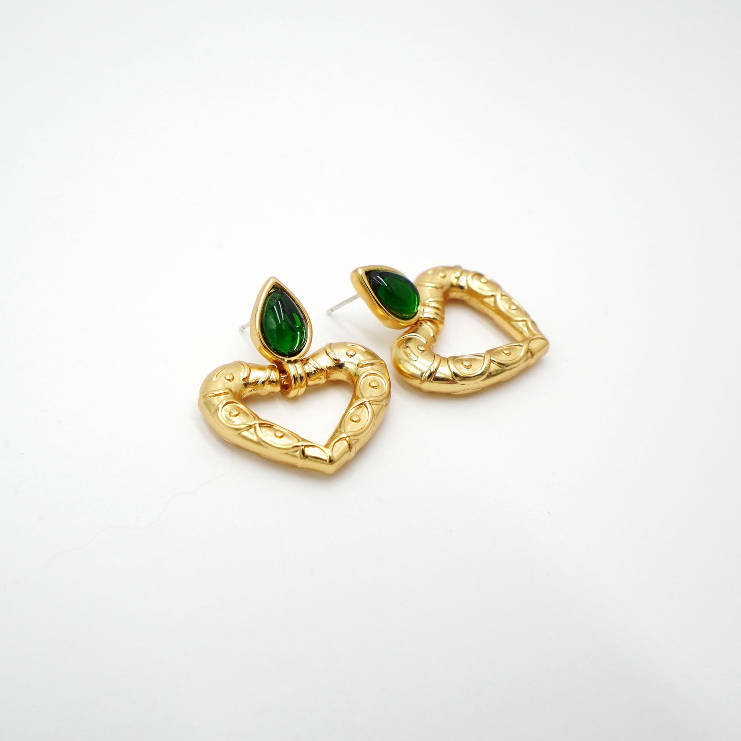 Gold Heart Drop Earrings