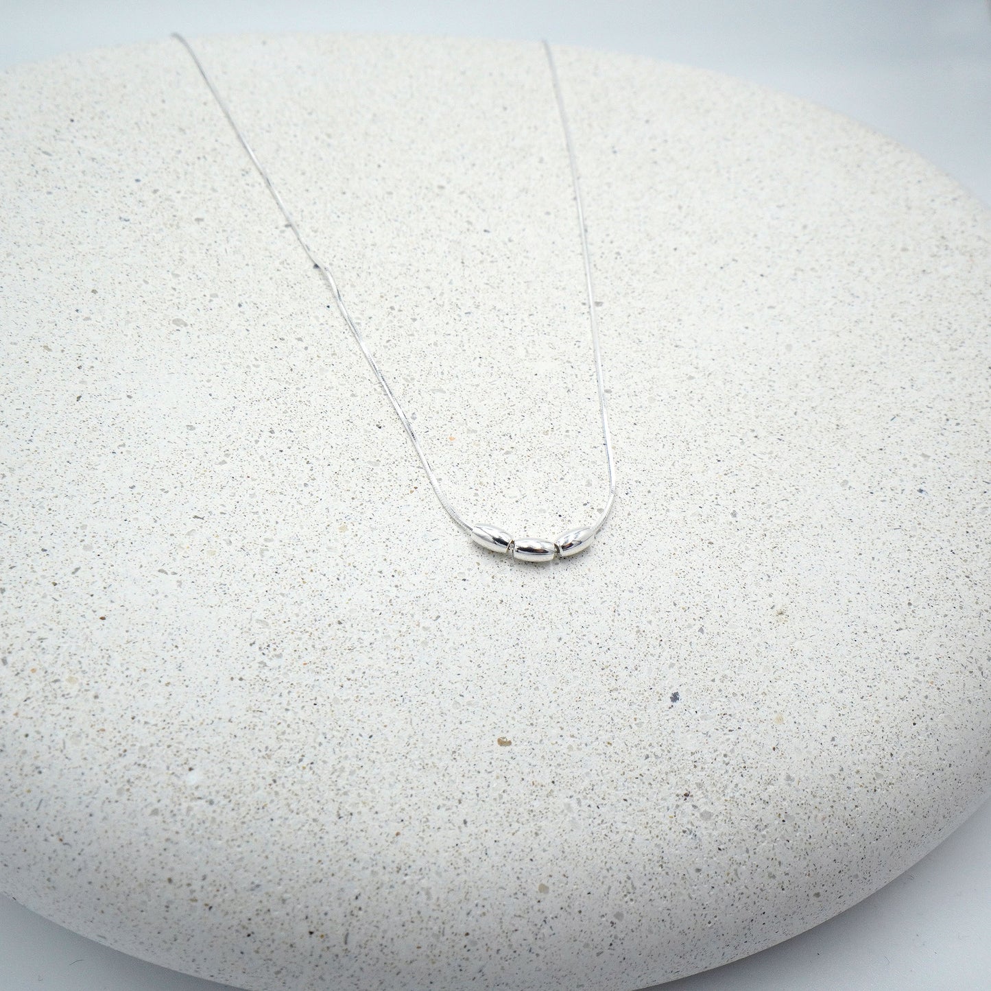 Triple Silver Bead Necklace