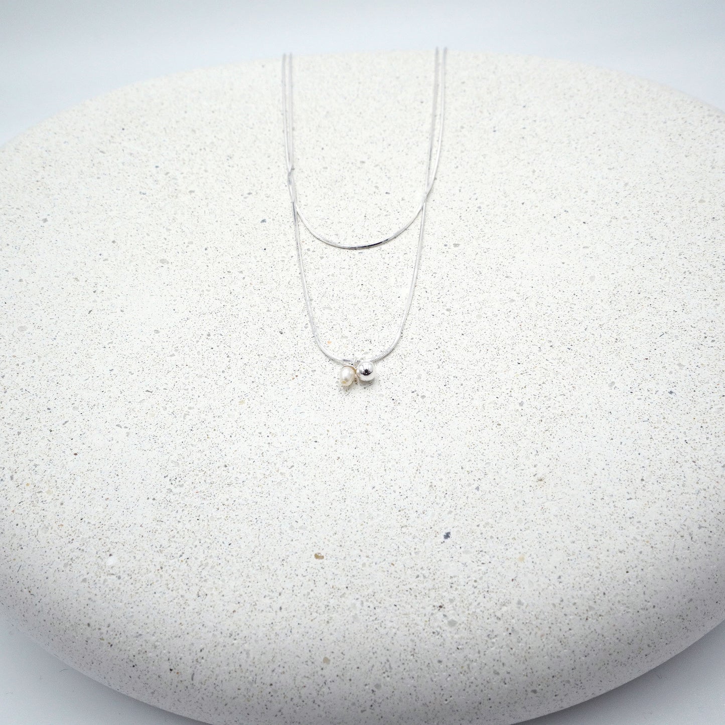Double Chain Pearl Accent Necklace