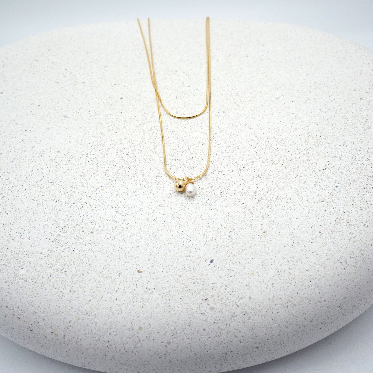 Double Chain Pearl Accent Necklace