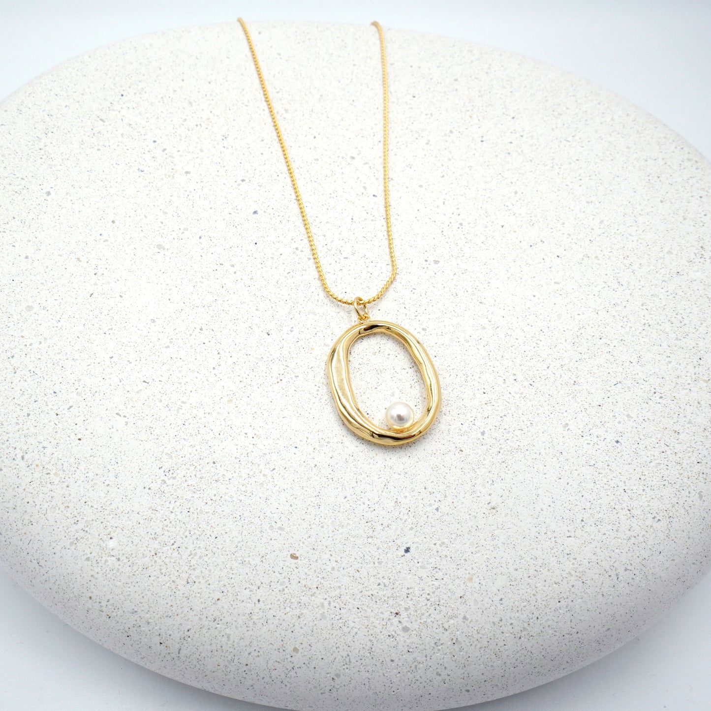Large Hoop Pearl Accent Necklace