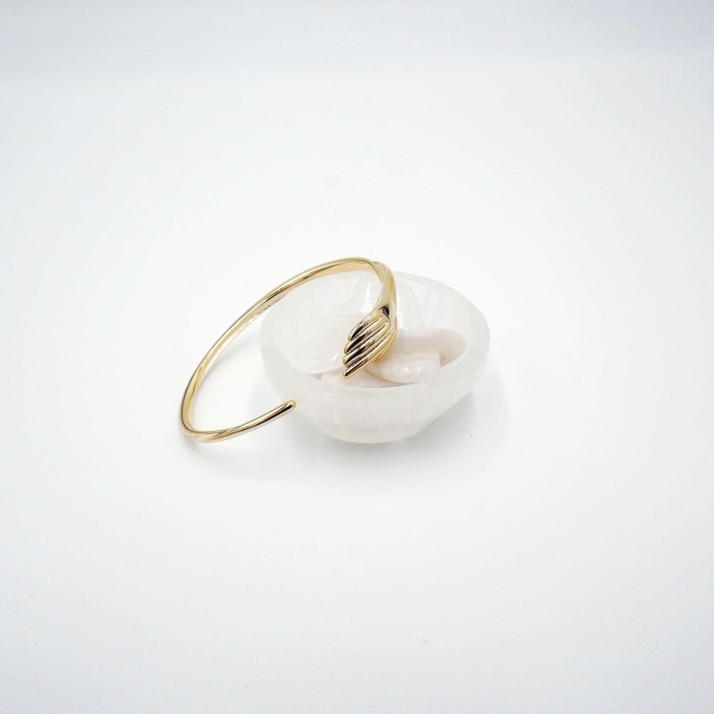 Hugging Hand Accent Bangle Bracelet
