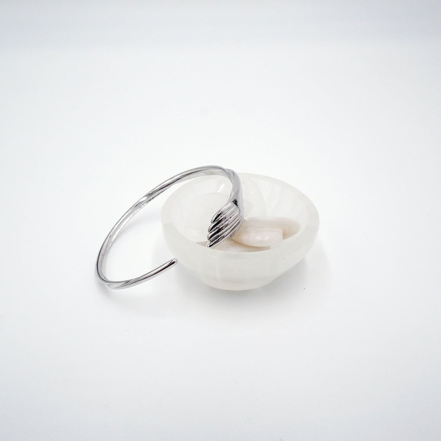 Hugging Hand Accent Bangle Bracelet