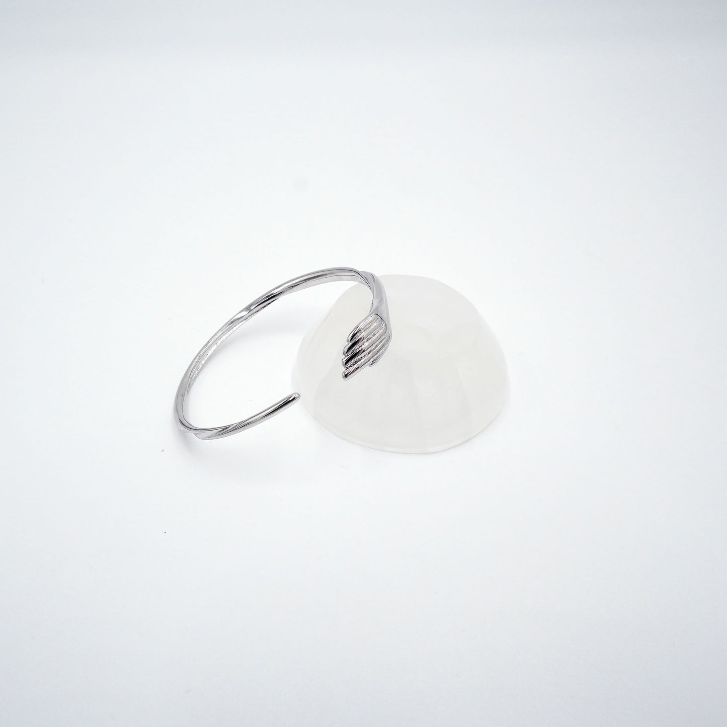 Hugging Hand Accent Bangle Bracelet