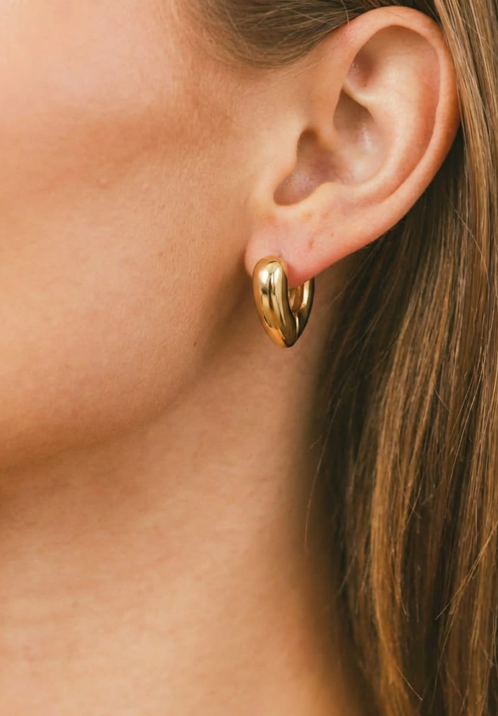 Chunky Gold Huggie Hoop Earrings