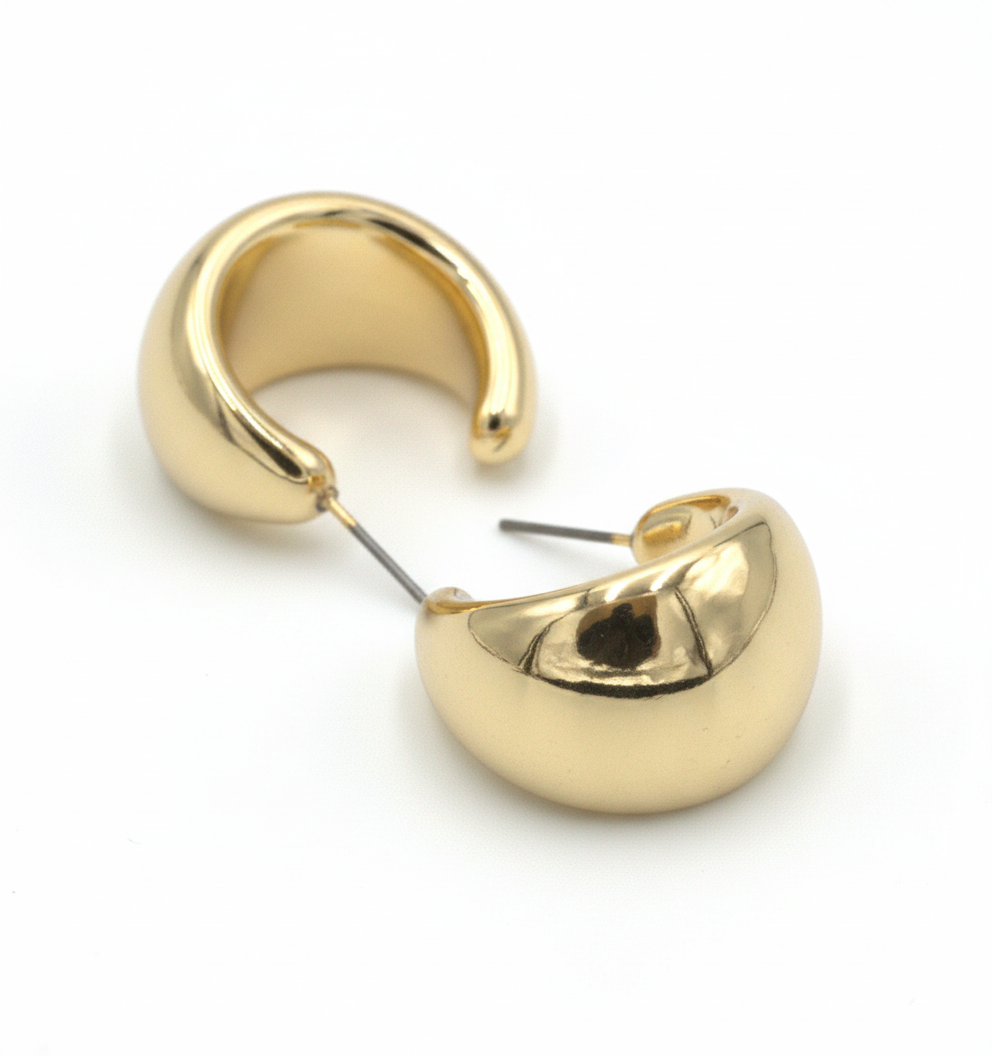 Chunky Gold Teardrop C-Hoop Earrings