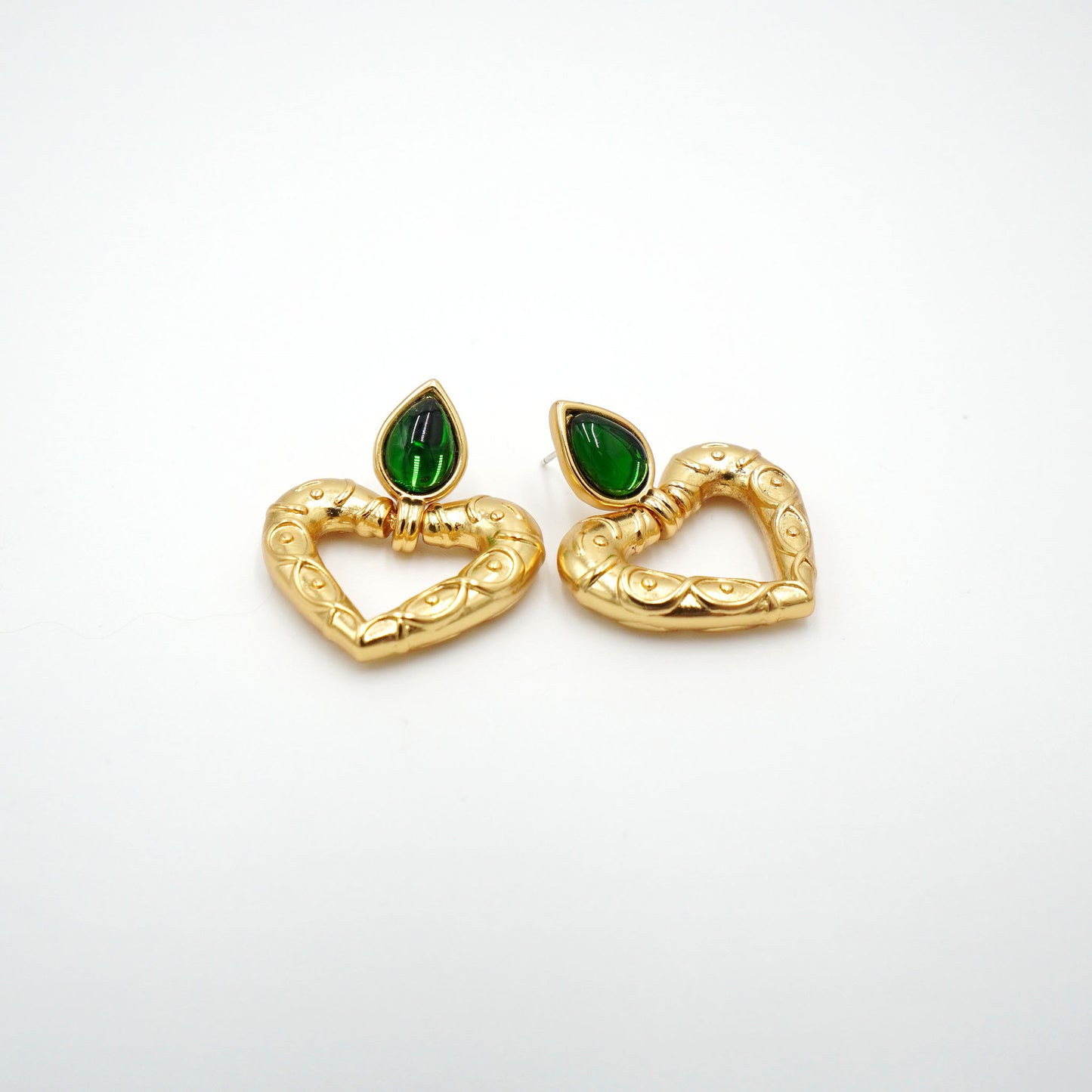 Gold Heart Drop Earrings