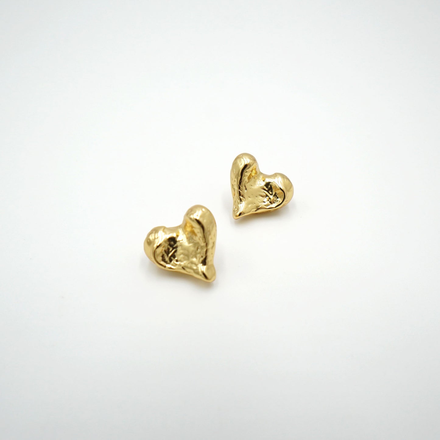 Hammered Gold Heart Earrings