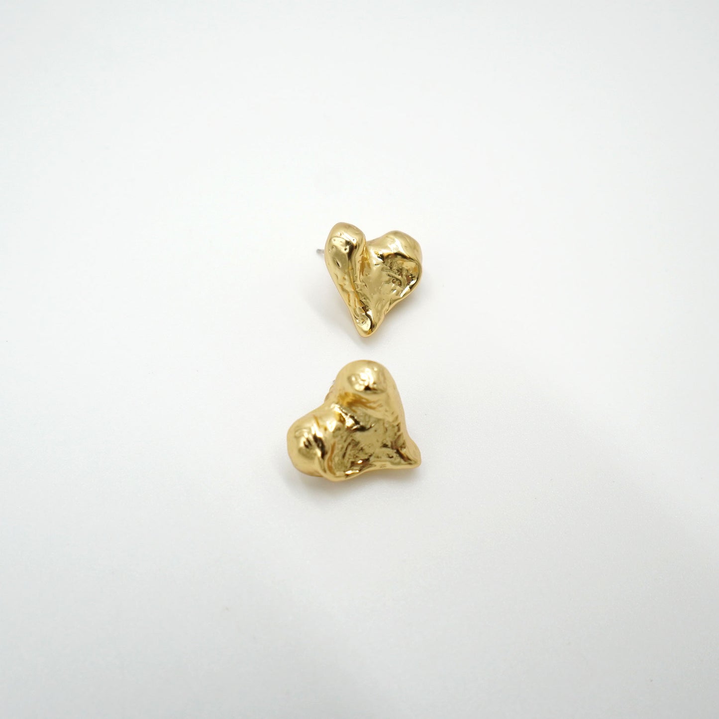 Hammered Gold Heart Earrings