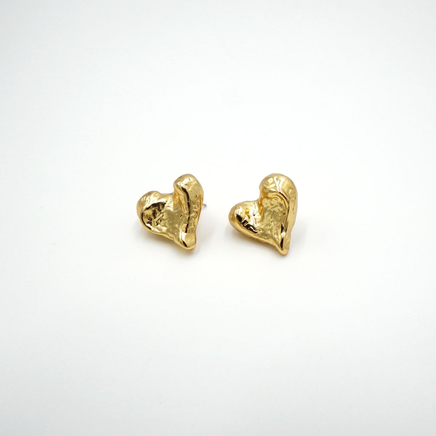 Hammered Gold Heart Earrings