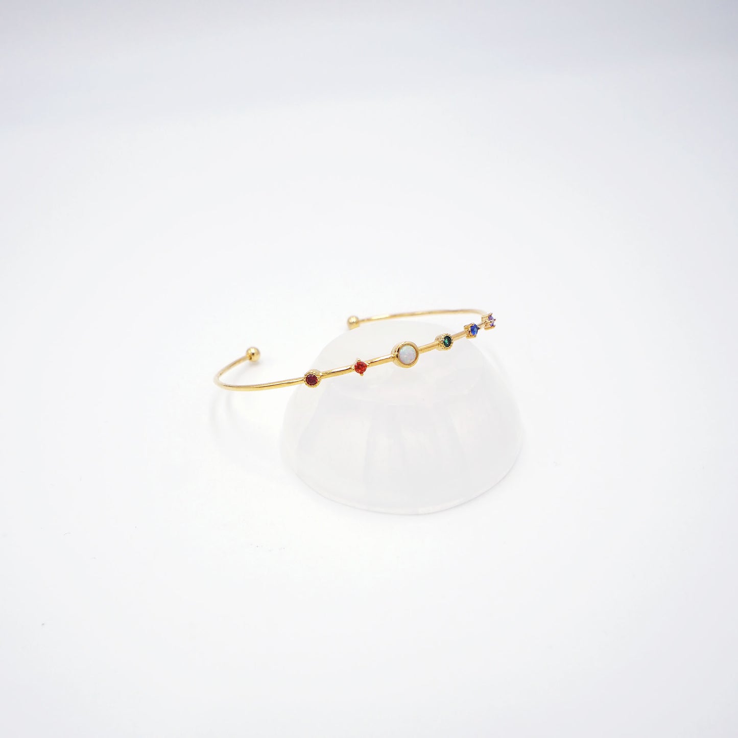 Multi-Stone Gold Cuff (White-Eye)