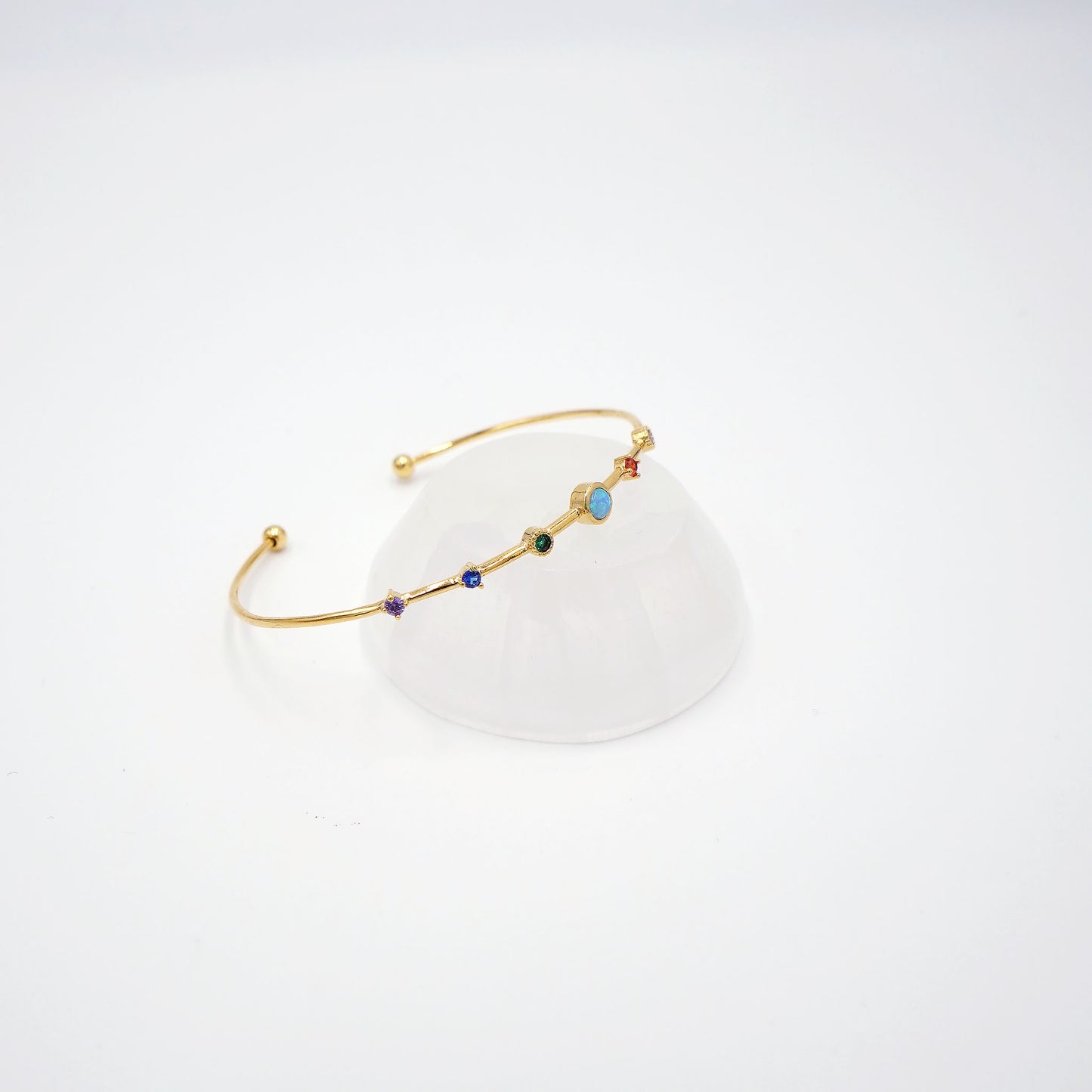 Multi-Stone Gold Cuff (Blue Eye)