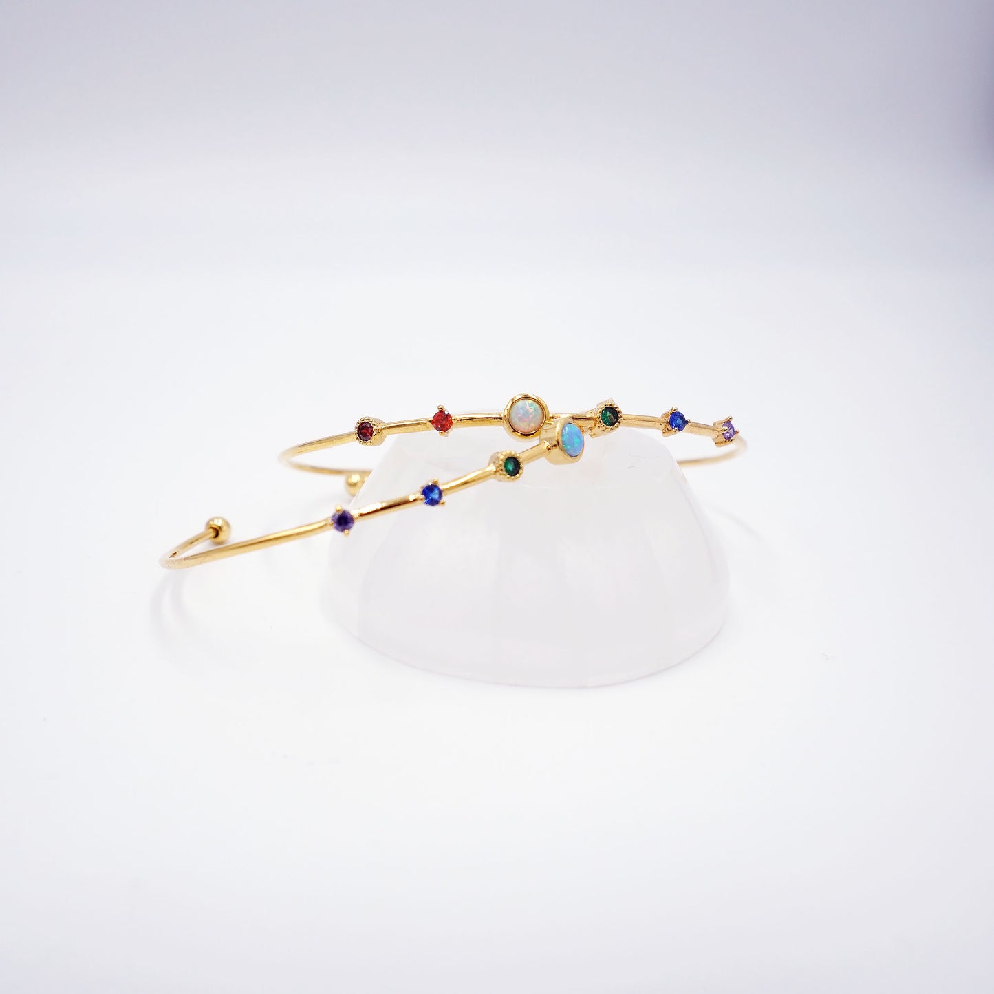 Multi-Stone Gold Cuff (White-Eye)