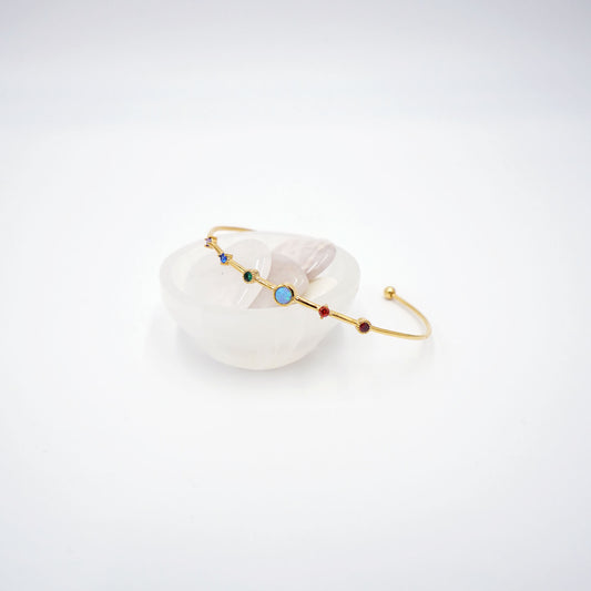 Multi-Stone Gold Cuff (Blue Eye)