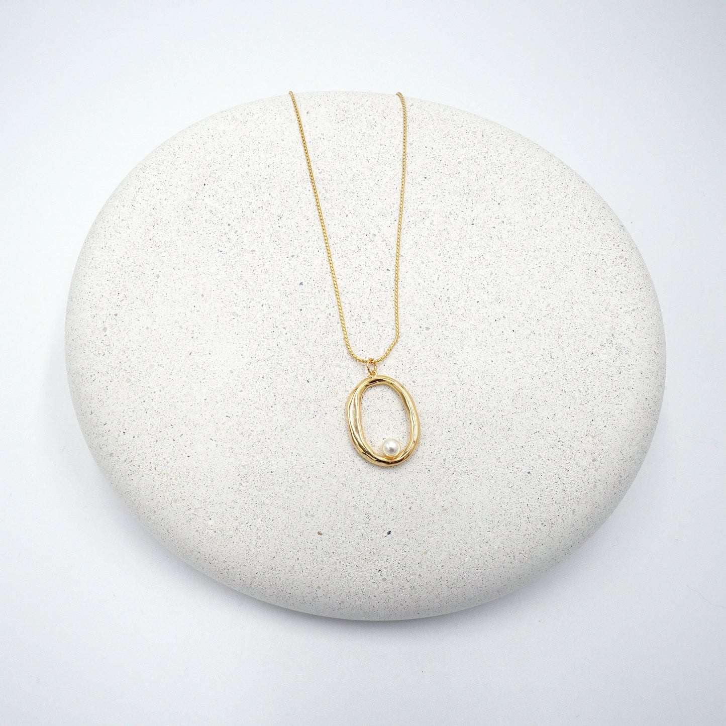 Large Hoop Pearl Accent Necklace