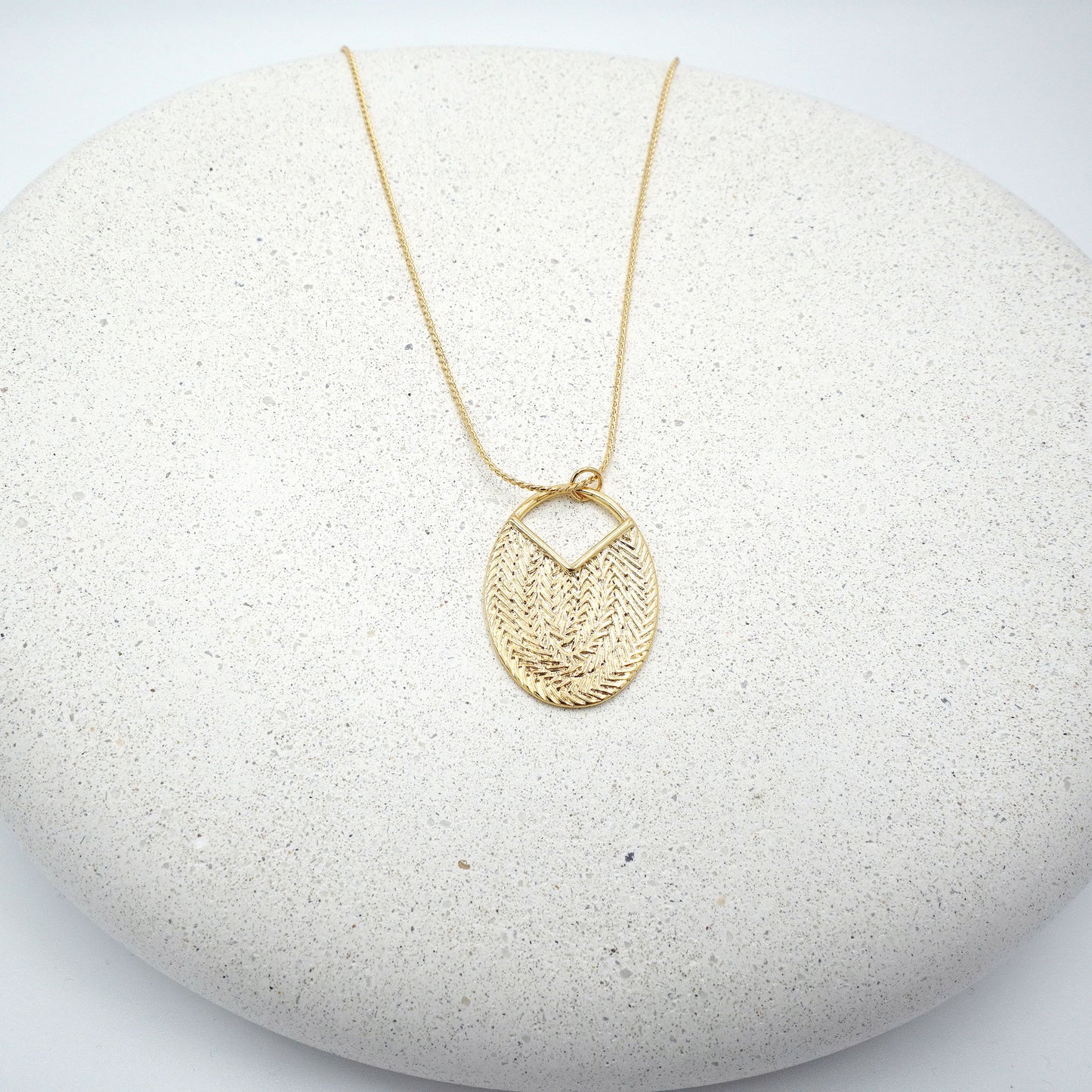 Braided Oval Pendant Necklace