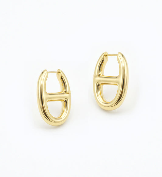 Gold H-Hoop Earrings