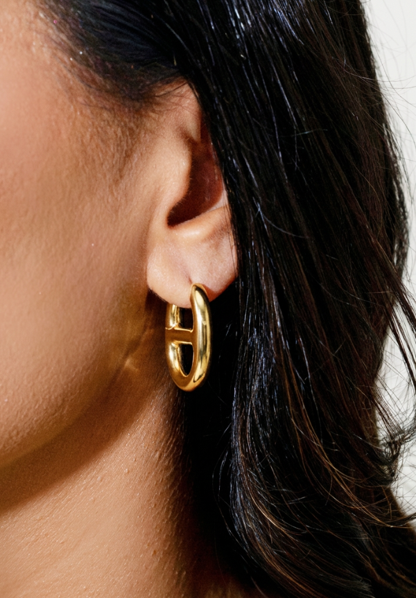 Gold H-Hoop Earrings