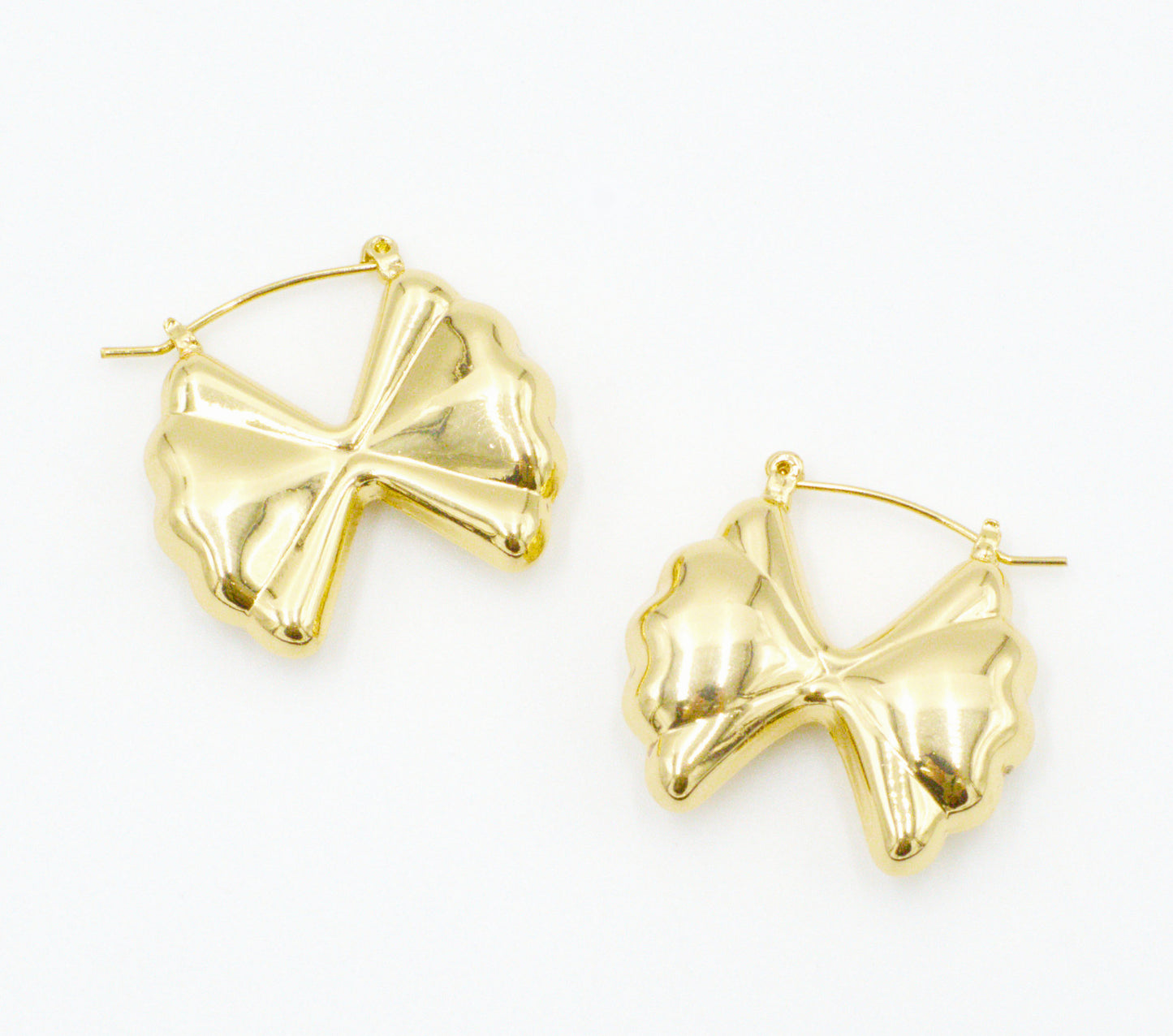 Gold Scalloped Bow Hoop Earrings