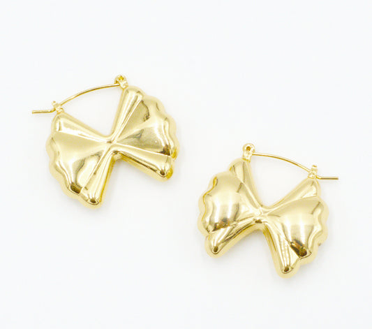 Gold Scalloped Bow Hoop Earrings