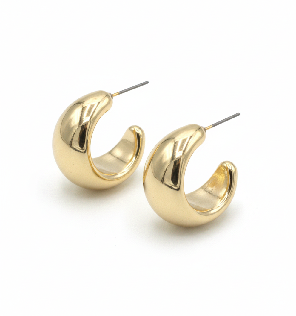Chunky Gold Teardrop C-Hoop Earrings